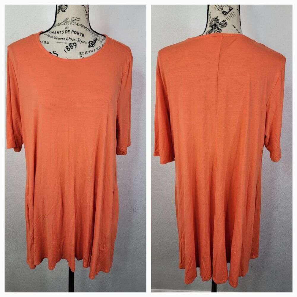 Eileen Fisher Mini Dress Womens Size Large Slinky Pockets Short Sleeves Beachy
